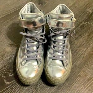 Chrome converse high tops. Great condition!